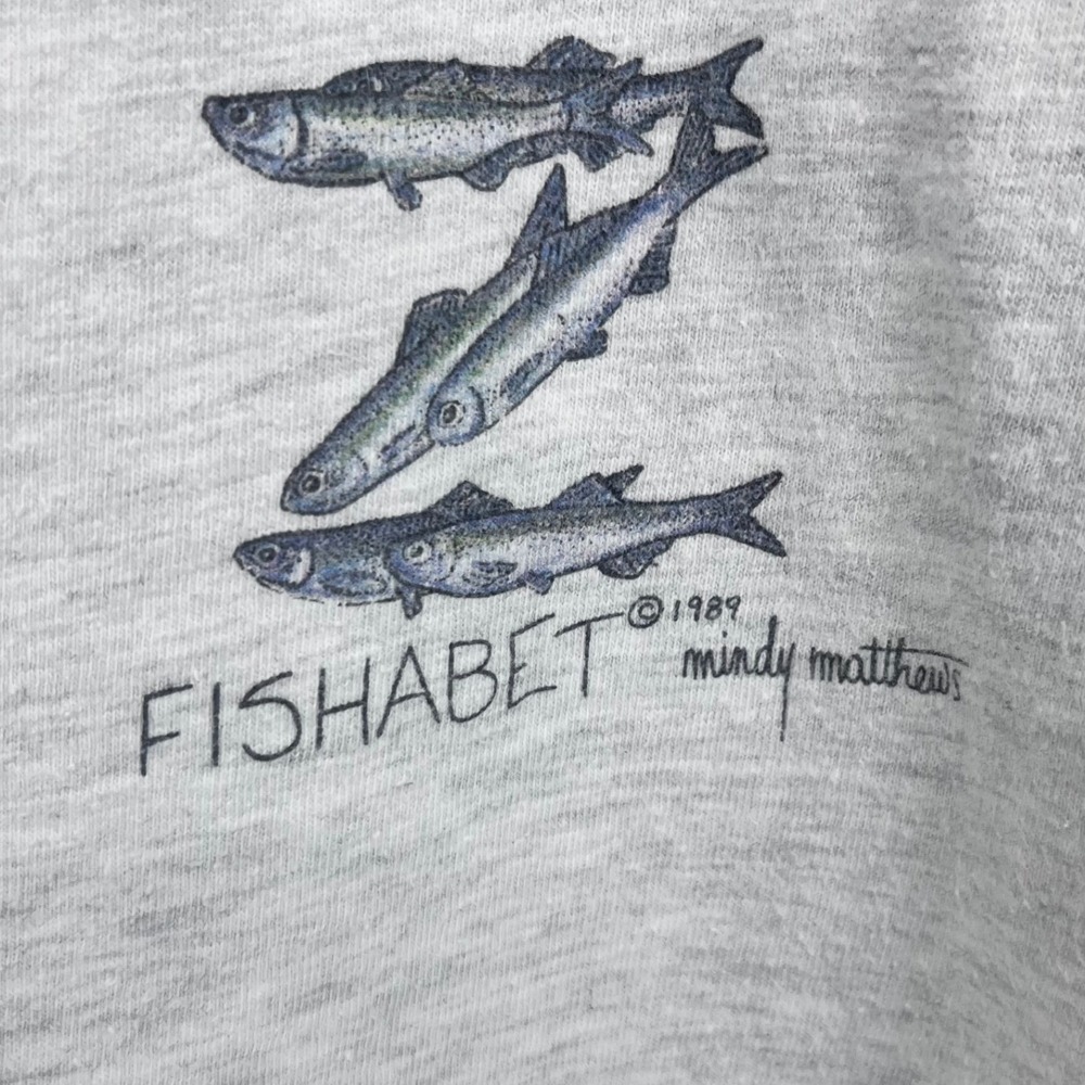 Vintage 1989 Fishabet T Shirt Mindy Matthews USA Marine Life Graphic Tee Large - Picture 4 of 9
